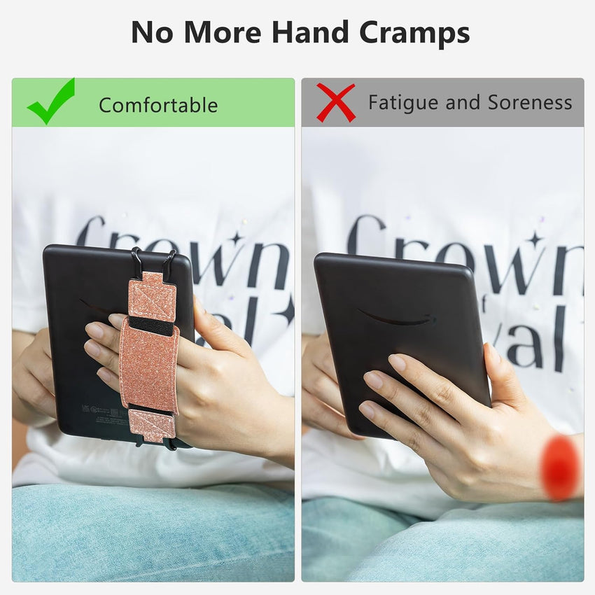 CoBak Secure Hand Strap for Kindle and Tablets - Versatile and Lightweight Finger Grip Holder for 6-7.5" Kindle/Kobo/Voyaga/Lenovo/Sony E-Book Tablet - High Elasticity, Black