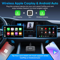 MYPIN Wireless CarPlay Adapter, Android Auto Wireless Adapter, Plug & Play Video Adapter, Built-in Netflix YouTube, Support TF Card, Cable USB A/C, Compatible with iOS 10+/Android 11+