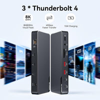MOKiN Thunderbolt 4 Dock, 12-in-1, Single 8K or Dual 4K @ 60Hz Display, 85W Charging, 3 x 40G Thunderbolt 4, 2 x 10G USB-A, 1 x USB-C (PD 30W), 2.5GbE, Audio, SD/TF 4.0, Compatible for Mac and Windows