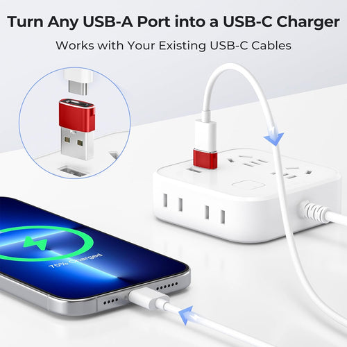 Basesailor USB to USB C Adapter 2Pack,Type C Female to A Male Cable Connector for Apple iWatch 10 SE,iPhone 17 16 15 14 13 Pro Max Plus,Airpods,iPad 8th 9th Air 4th 5th Mini 6th Gen,Google Pixel 9 8 7