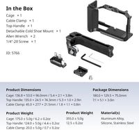 SMALLRIG Camera Cage R50V for Canon R50V Full Cage with Top Handle QR Plate & Cold Shoe â Black