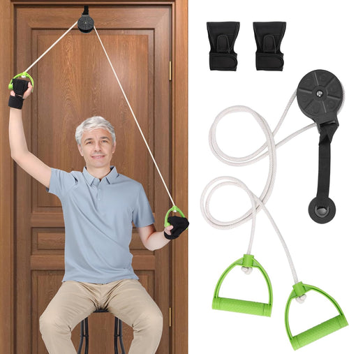 Shoulder Pulley Over-Door Physiotherapy Kit Rotator Cuff Rehab Exercise Pulley System â White