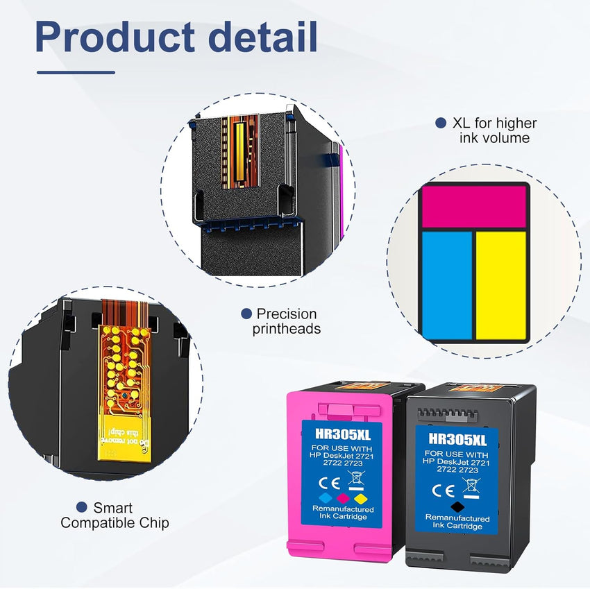 305 Ink Cartridges Black and Colour, 305 XL Ink Cartridges Replacement for HP DeskJet 2700 2710 2720 2722 2800 2810e 2820 Plus 4100 4120 4130 Envy 6000 6010 6020 6030 6032 Pro 6400 6430 6432
