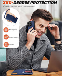 OCASE for iPhone 16 Pro Max Case, Detachable 2 in 1 PU Leather Wallet Case with RFID Blocking, Wireless Charging, Card Holders, Kickstand, Shockproof Removable Phone Cover, Blue