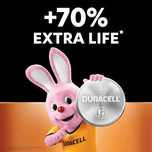 Duracell CR2032 Lithium Coin Batteries 3V (4 Pack) - Up to 70% Extra Life - Baby Secure Technology - Recommended for use in Apple AirTag - Use in Key Fobs, Home Devices, Fitness, Medical Accessories