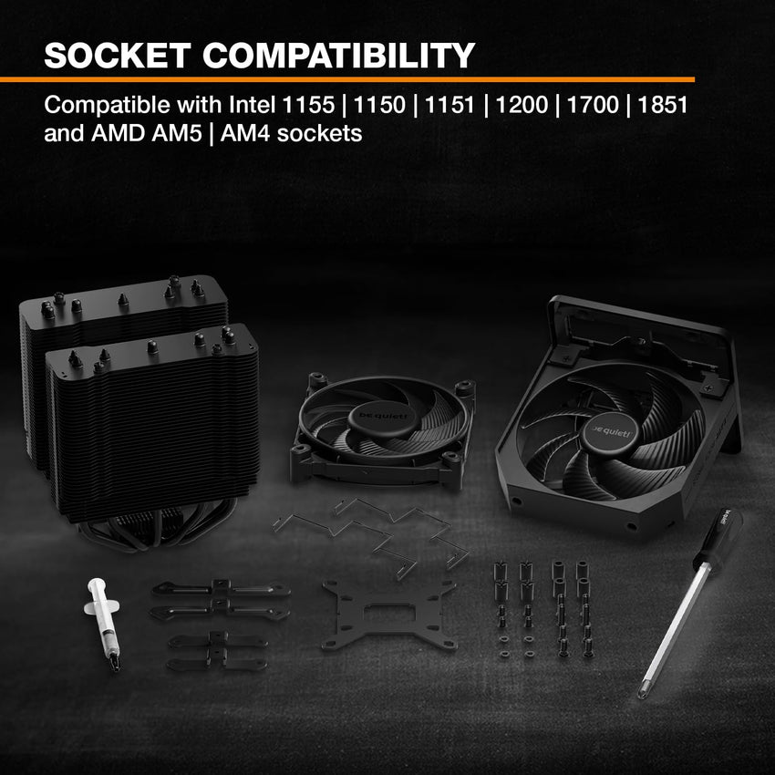 be quiet! Dark Rock Pro 5 CPU Air Cooler 7 Heat Pipes High Airflow Silent Fans Black
