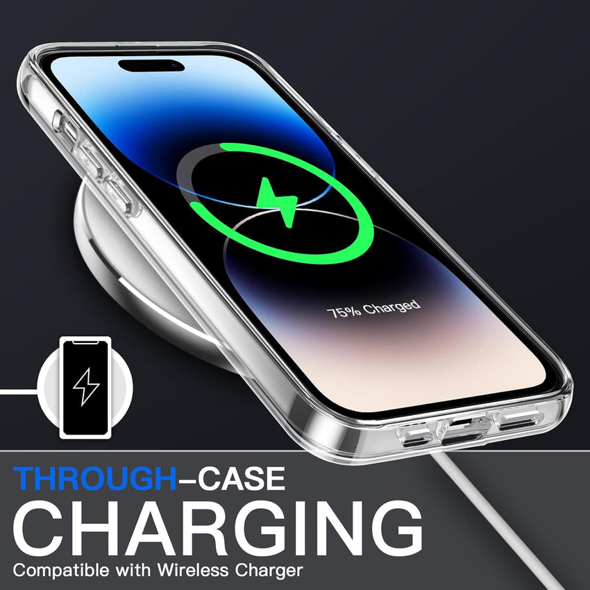 JETech Case for iPhone 14 Pro 6.1-Inch, Non-Yellowing Shockproof Phone Bumper Cover, Anti-Scratch Clear Back (Clear)