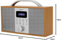 Groov-e Boston Wooden DAB & FM Digital Radio - Built-In Alarm Clock, Dynamic Range Control & Bluetooth Connectivity - LCD Display - Mains or Battery Operated - Portable Radio - 40 Preset Stations