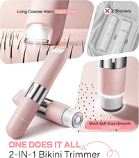 Bikini Trimmer 2-in-1 Dual-Head Electric Shaver USB-C Rechargeable Travel Lock