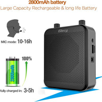Giecy Portable Voice Amplifier with Headset Microphone 30W Rechargeable Battery 2800mAh Powerful Sound System for Teachers, Guides, Coaches, Presenters
