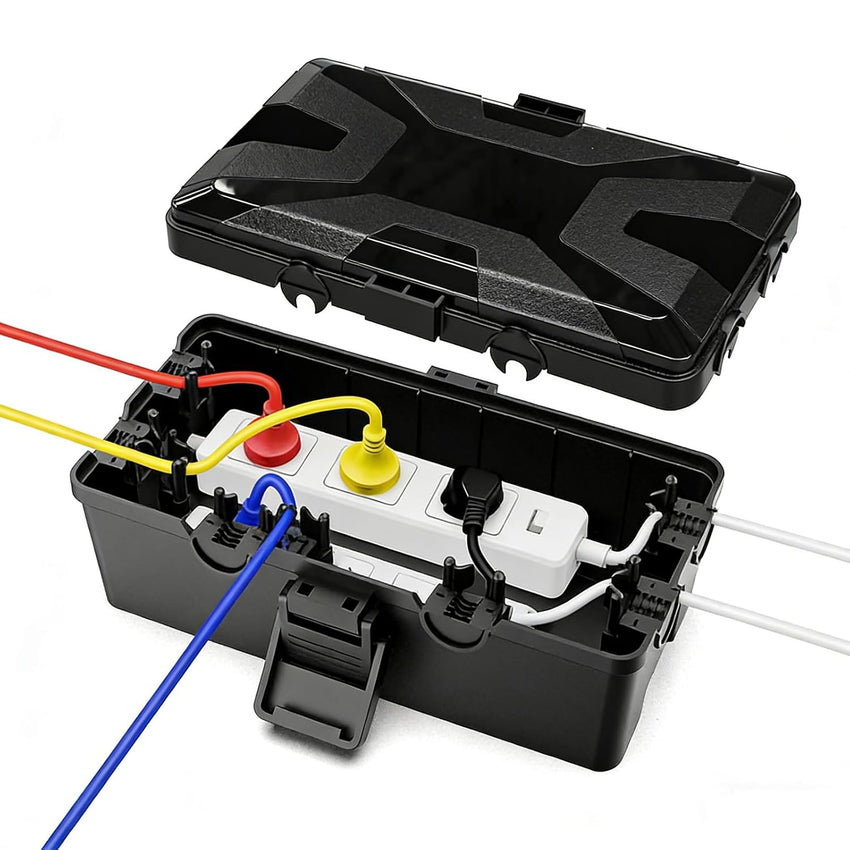 Waterproof Outdoor Electrical Dry Box 6-Cable Seal Entry for Extension Leads â 25x12x9.5cm