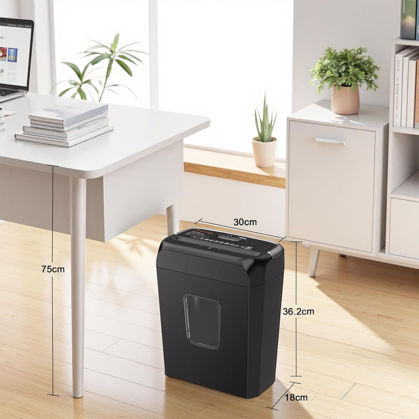 Bonsaii 6 Sheet Cross Cut Paper Shredder, Compact Shredder for Home & Small Office Use, Shreds Credit Cards, Staples, and Clips, Portable Handle Design, 13L Bin (C237-B Upgrade Version)