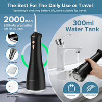 Water Flosser Cordless Rechargeable 2000mAh 5 Modes 5 Tips 300ml IPX7