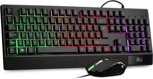 Rii Gaming Keyboard and Mouse,RGB Light Up Keyboard and Mouse Set for PS4,Xbox for Gaming,Working-UK Layout