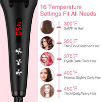 MiroPure 2 in 1 Ionic Hair Straightener Brush Hot Comb MCH Heating Smoothing Brush with 16 Settings, Dual Voltage