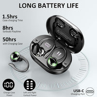 Wireless Earbuds Bluetooth 5.4 Sport ENC 4 Mics 50h Playtime Black