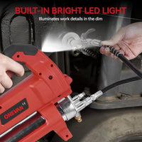 Cordless Grease Gun Electric Grease Kit 600CC Oil Tank 12,000 PSI used 2 Batteries & Charger