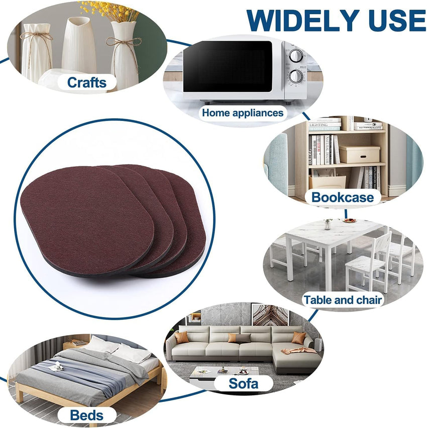 Reusable Heavy Duty Furniture Movers 8 Pack for Carpet and Hard Floor â Brown Oval
