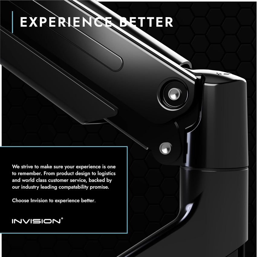 Invision Monitor Arm Bracket Mount READ DESC 24-40 Inch Screens VESA 75-100mm Ergonomic Height Adjustable Desktop Clamp Tilts Extends 2-15kg (MX450)