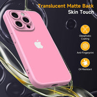 Mootobo for iPhone 15 Pro Case 6.1-Inch, Matte Shockproof Bumper Phone Cover, Military-Grade Protection Ultra Slim 360^0Full Body Frosted Translucent Back Phone case for iPhone 15 Pro (Pink)