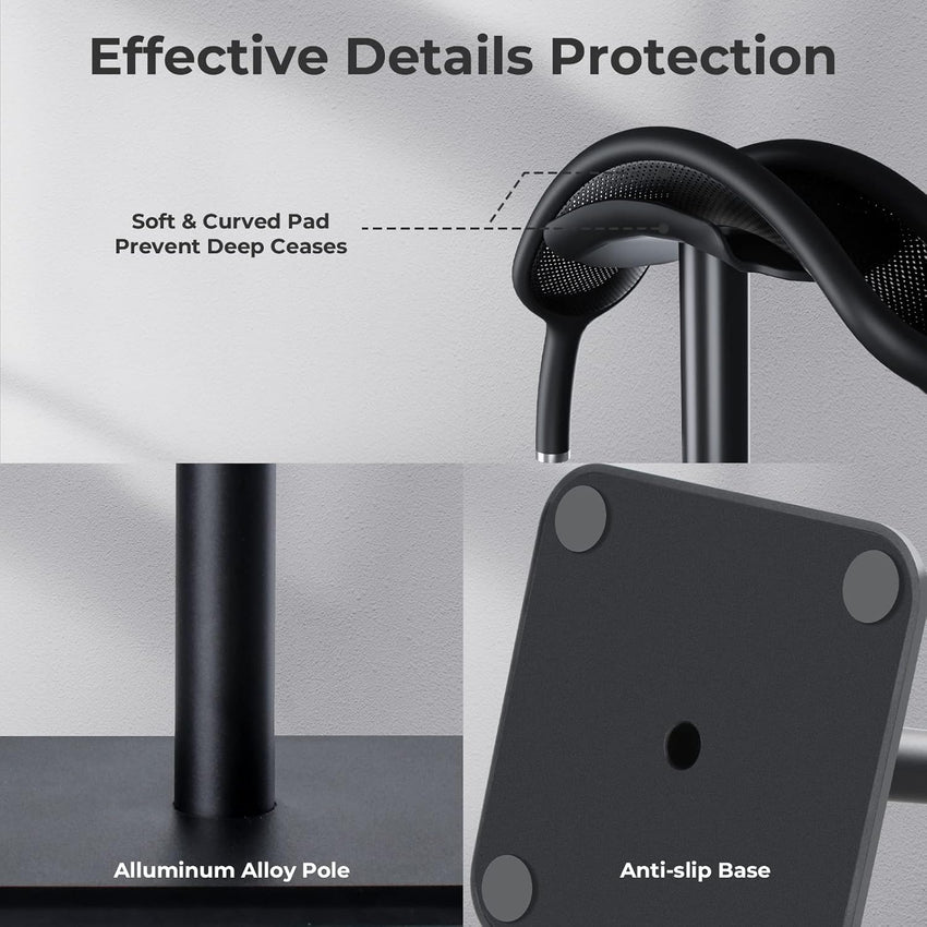 Alyvisun Headphones Stand [Weighted Base & Taller Height] Headset Holder Stand, Universal Headset Desk Hook for All Gaming Headset/Desktop Earphones