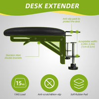 Giecy Desk Extender Tray,Foldable Arm Rest Elbow Wrist Rest Support Clamp on Desk,Computer Keyboard Tray Table Extension for Working,Studying and Gaming(Black)