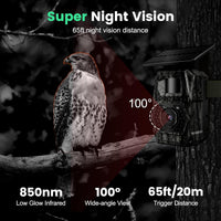 Cellular Wildlife Camera 2K 48MP Solar Night Vision Motion-Activated â Built-in 6000mAh
