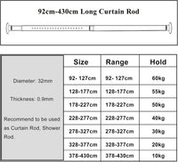 128cm-177cm Long Tension Curtain Rod, No Drilling Extendable Stainless Steel Curtain Pole for Windows and Bathroom,Telescopic Shower Curtain Rod, Room Divider