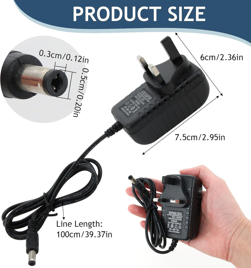 Universal AC/DC Power Supply Adapter 12V 2A UK Converter Adaptor 100-240V 50/60HZ Plug 5.5mm x 2.1mm for Led Strips Lights Audio/Video LCD Wireless Router Security Camera Monitor ADSL Cats WIFI IP
