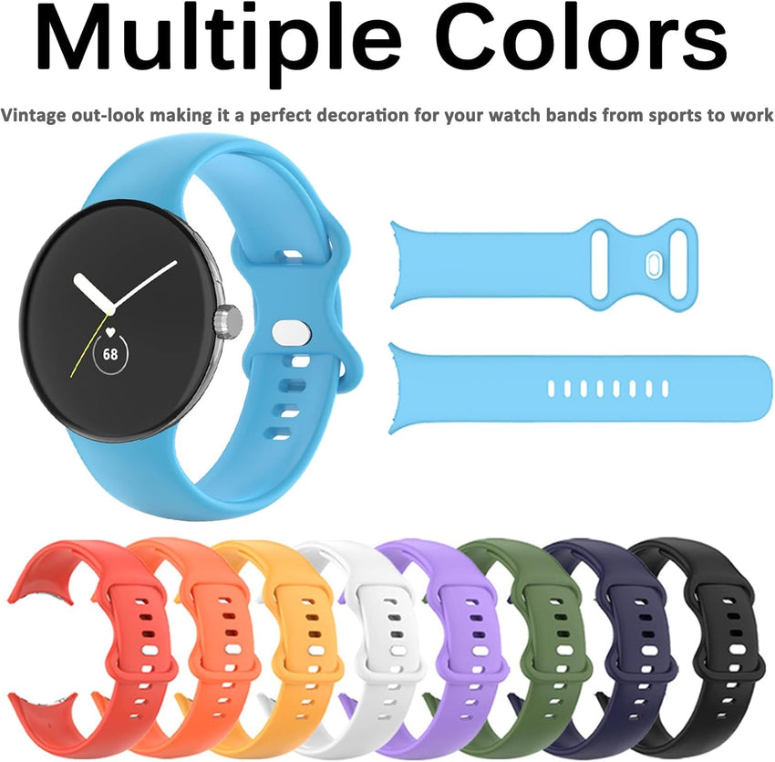 Miimall Strap for Google Pixel Watch 2/Pixel Watch Band, Quick Fit Flexible Wristband, Soft Silicone Sport Strap for Women Men, Adjustable Replacement Band for Google Pixel Watch 2/1-Sky Blue