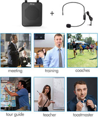 Giecy Portable Voice Amplifier with Headset Microphone 30W Rechargeable Battery 2800mAh Powerful Sound System for Teachers, Guides, Coaches, Presenters