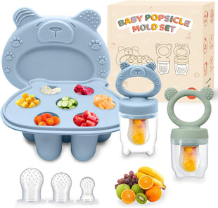 Baby Fruit Feeder with Teething Dummy & Breast Milk Freezer Mold â Blue/Green 3 Pack