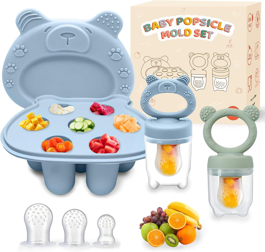 Baby Fruit Feeder with Teething Dummy & Breast Milk Freezer Mold â Blue/Green 3 Pack