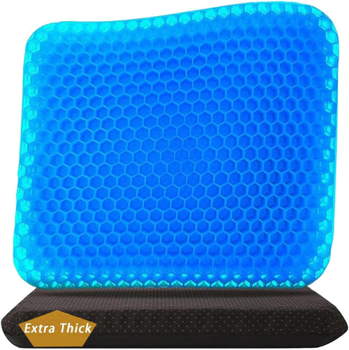 Rewoalzx 2025 Upgraded Cooling Gel Seat Cushion 50x50x5cm - Extra Thick Honeycomb Blue Cushion for Back Pain Relief, Breathable & Machine Washable - Office, Car, Wheelchair