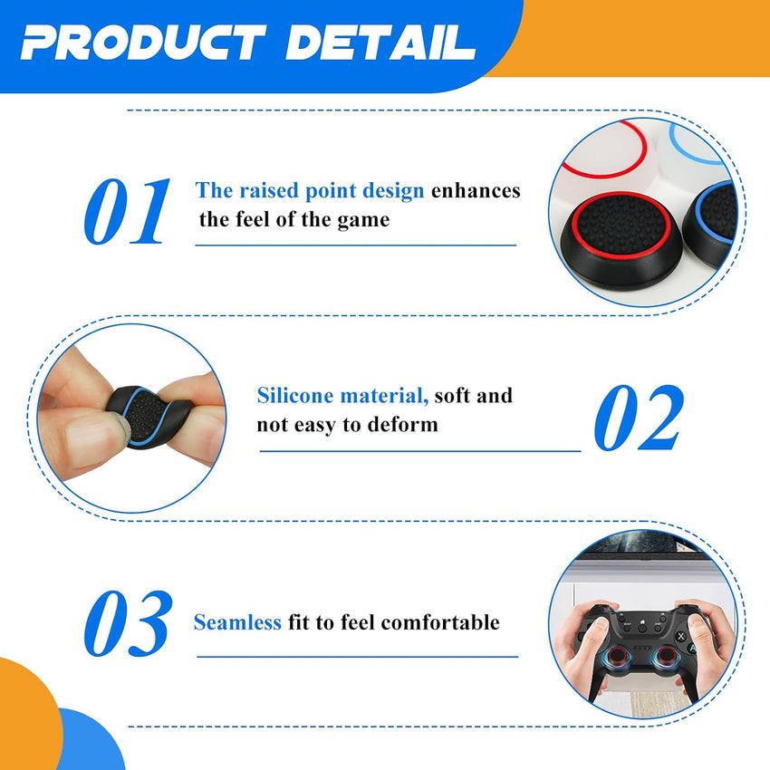 AXFEE 24PCS Thumb Grips Compatible with PS5&PS4 Controller, Silicone Non-slip Thumb Cap, Joystick Controller Protection, Thumbstick Caps Compatible for PS5/4/XBOX ONE/XBOX 360/XBOX SERIES X/SWITCH PRO
