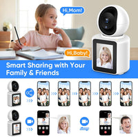 Two-Way Video/Audio Indoor Camera, Pet Dog Cameras with App, 2K Home Security Camera with Pan Tilt, Night Vision, One-Button Call, Motion Detection, Human/Sound/Crying Detection, Cloud & SD