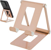 Novstuf Phone Stand, Adjustable Aluminum Phone Tablet Holder Portable Desktop Stand Dock Universal Foldable Cellphone Holder for iPhone iPad Galaxy Samsung Tablets Up to 9.7 In (Gold)