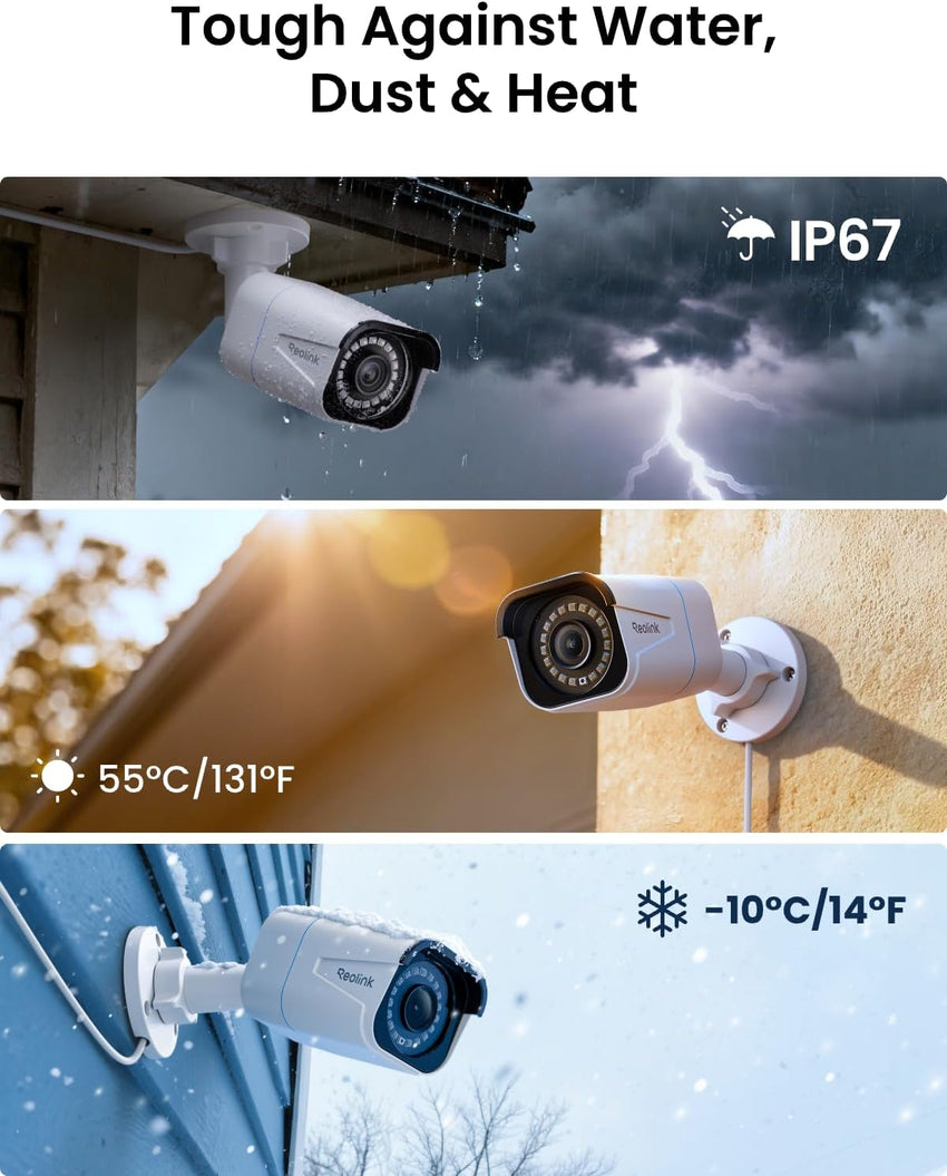 Reolink 4K PoE CCTV Security Camera with Smart Human/Vehicle Detection, IR Night Vision, IP66 Weatherproof Supports Audio Recording, microSD Card Slot, Time Lapse, RLC-810A