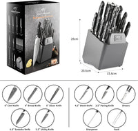 NANFANG BROTHERS Damascus Knife Set,18-Pieces Kitchen Knife Set with Wooden Block VG10 Core Steel with 8 Steak Knife,Japanese Professional Kitchen Sharp Knife Set