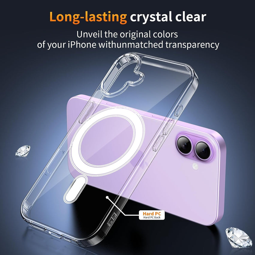 YNMEacc 5 in 1 Magnetic for iPhone 17 Case 6.3-Inch with 2X Screen Protector + 2X Lens Protector, [Compatible with MagSafe] Slim Soft TPU Silicone Shockproof Anti-Scratch Phone Cover - Clear
