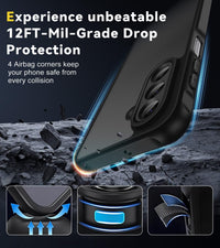 ivoler 3 in 1 Case for Samsung Galaxy A16 4G/5G with 2 Pieces Tempered Glass,[Military Protection] Transparent Anti-Shock Protective Cover-Black