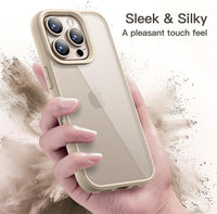 JETech Case for iPhone 16 Pro Max 6.9-Inch, Shockproof Phone Bumper Cover, Solid Color Matte TPU Frame, Anti-Scratch Clear Back (Desert Titanium)