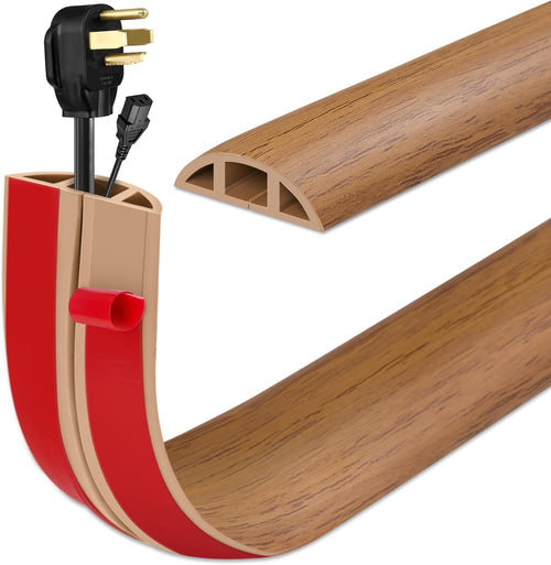 INMOZATA 3M Cable Cover Self-Adhesive Flexible PVC Cable Protector Wire Covers for Cables,Protect Cables and Prevent Trip Hazards Suitable for Home Office Warehouse Garages (Yellow Oak Grain)