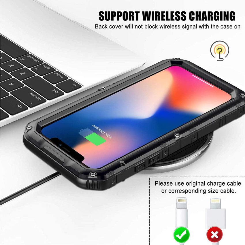 Beeasy iPhone 11 Pro Case Black, Shockproof Tough Heavy Duty, with Built-in Screen Protector 360 Degree Full Body Military Protective, Drop Proof Metal Cover for Outdoor Sport