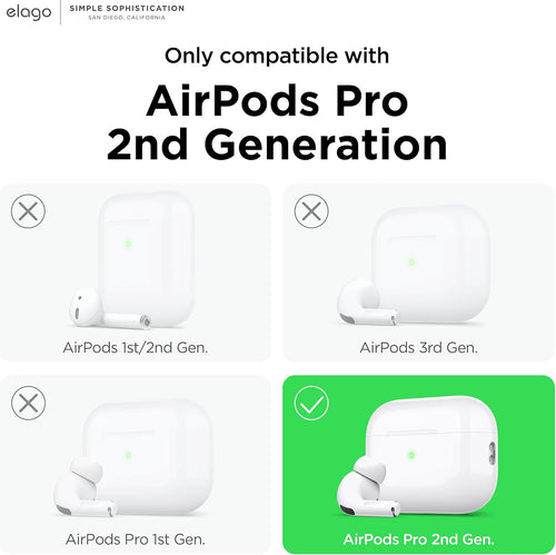 elago Pager Case Compatible with AirPods Pro 2, Retro Designed Case Cover with Chain Strap, USB-C/Lightning Cable (Classic White)