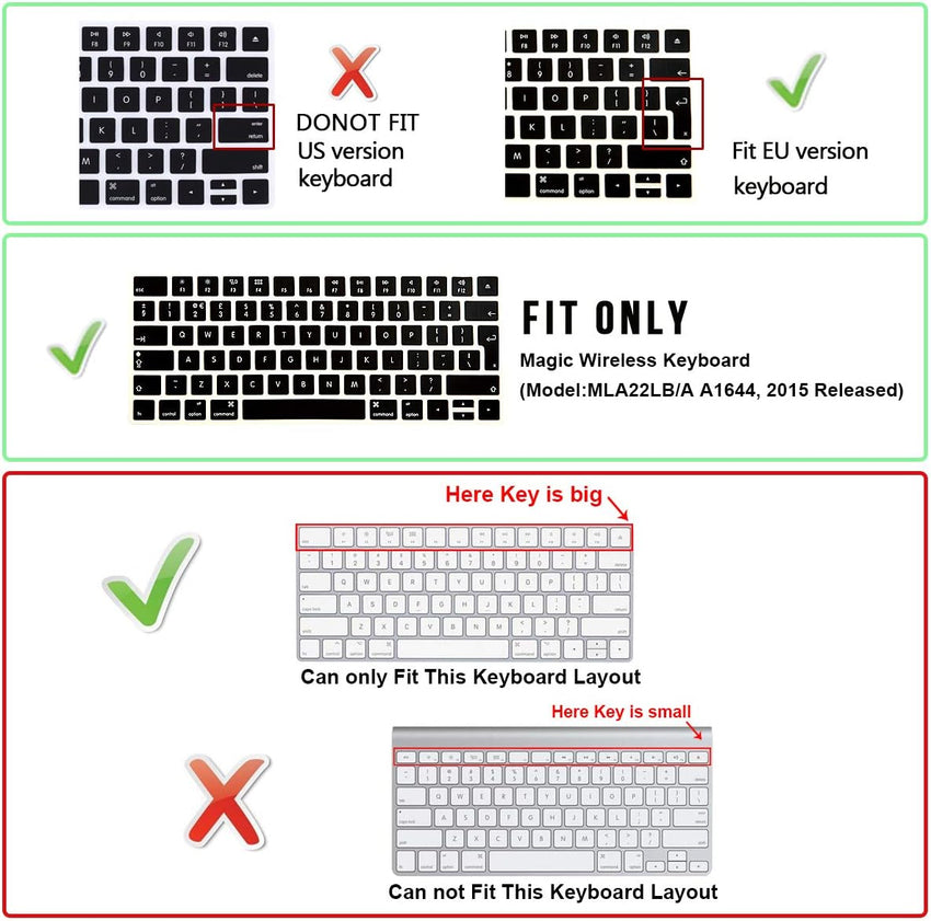 Premium EU Layout Spanish Ultra Thin Soft-touch Silicone Keyboard Protective Cover Skin Protector for Magic Wireless Keyboard MLA22L/A A1644 (2015 Released)-Purple