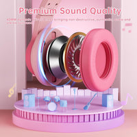 Candy Bila Kids Headphones, Wired Headphones for Kids Over Ear with Microphone, 85/94dB Volume Limiter Headphone for Girls Boys, Foldable Headphone for Learning & Entertainment,Gradient Purple