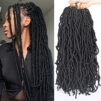 Mscat 7 Packs 36 Inch Nu Faux Locs Crochet Braids Hair Synthetic Pre Looped Soft Locs Braiding Hair Goddess Faux Locs Curly Wavy Hair Extensions for Women 14strands/pack 1B#