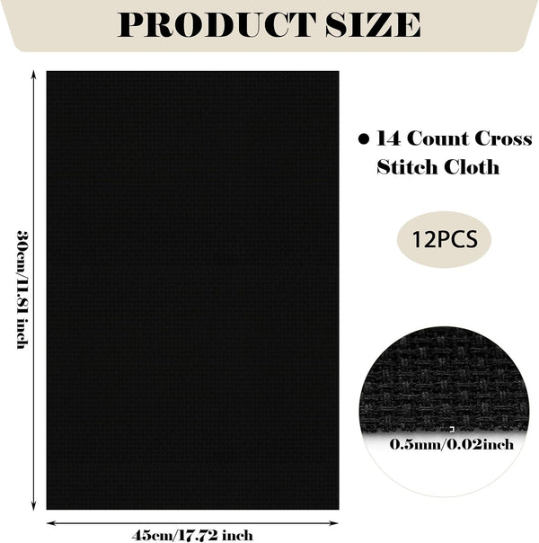 Aida Cotton Cloth 14 Count 16-Pack Cross Stitch Fabric 20/30/45cm White