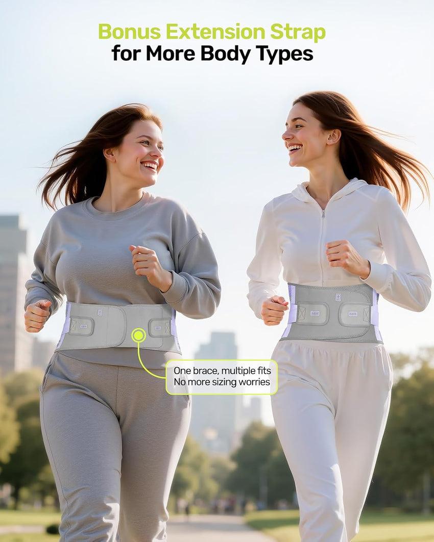 Women's Back Support Belt Ergonomic Lumbar Brace with 3D Pad Kidney Support Purple M (85-100 cm)